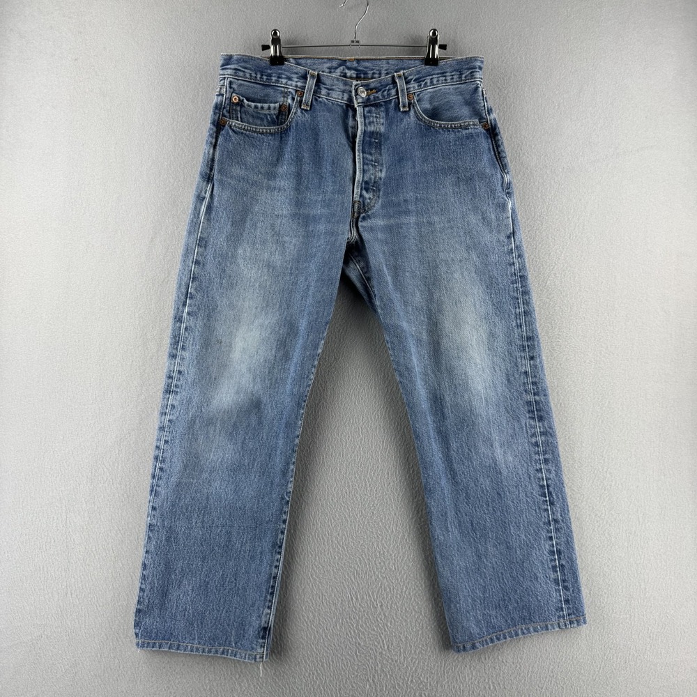 Vintage Levis Jeans Mens 34 (Fits 33x26 HEMMED) Denim 501 Straight 2005 Y2K